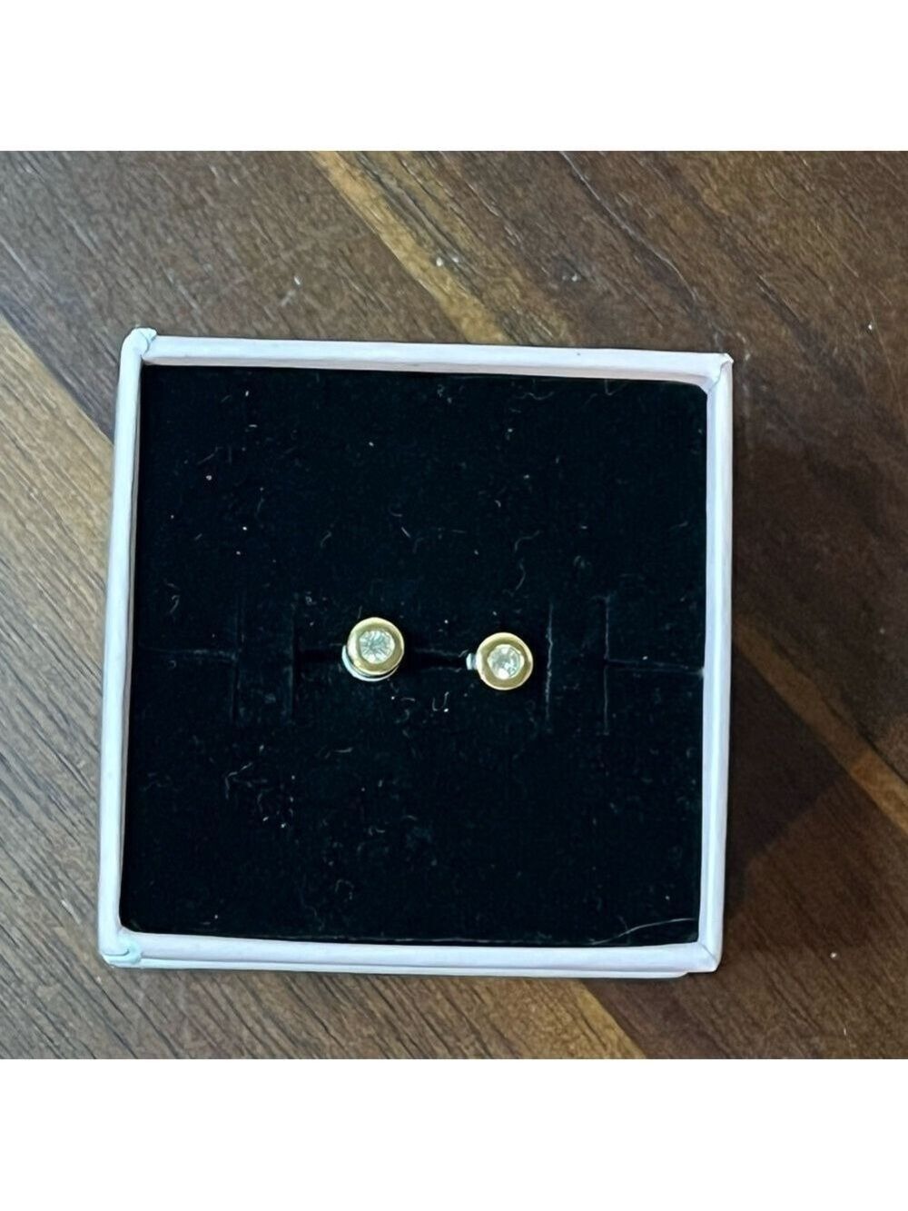 Minimal Gold-Tone Crystal Stud Earrings – Bezel Set